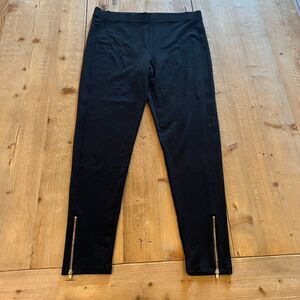 J Crew Jegging Leggings Black Gold Zip Pants Size Large NWOT